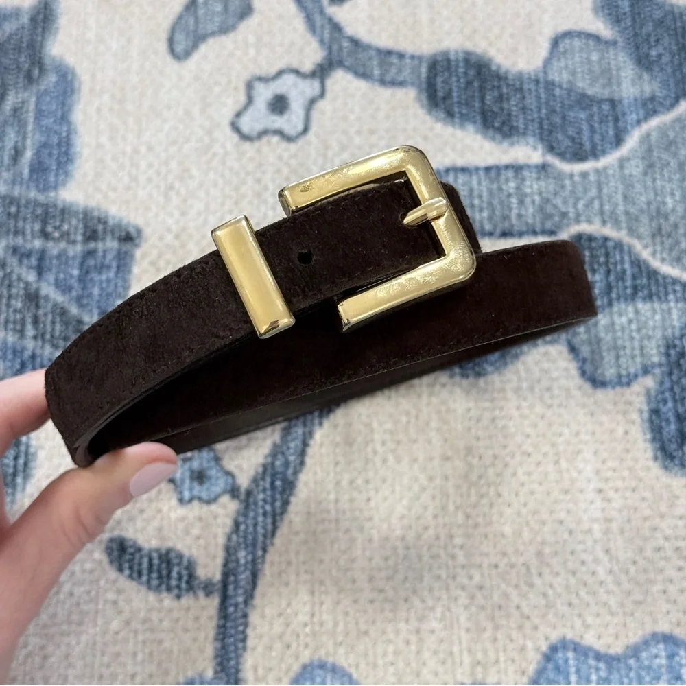 Accessories by Pearl Brown Suede Belt Gold Buckle Small